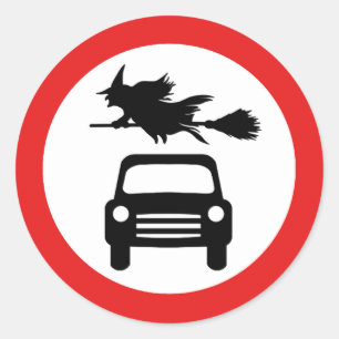 Pegatina Redonda Bruja voladora