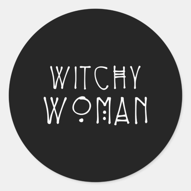Pegatina Redonda Bruja Wiccan Y Halloween Pagan (Anverso)
