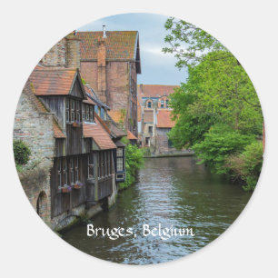 Pegatina Redonda Brujas, Bélgica (etiquetado)