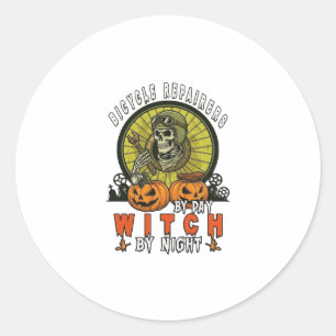 Pegatina Redonda Brujas Calaveras Llave Bicicletas Calabazas Salón