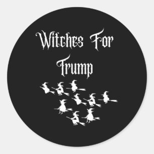 Pegatina Redonda Brujas para Trump - Divertida Elección de Hallowee