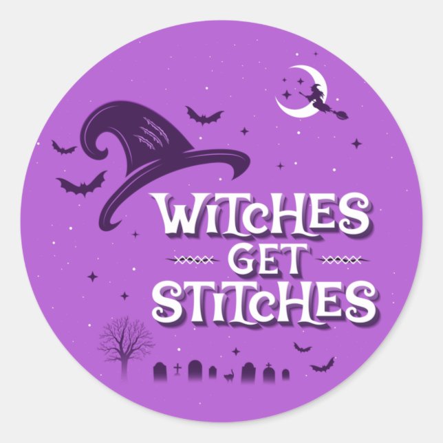 Pegatina Redonda Brujas se ponen puntos / Stickers (Anverso)