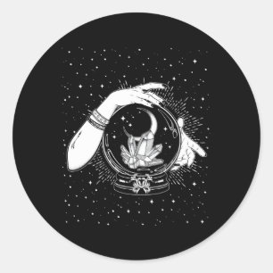 Pegatina Redonda Brujería Mistic Crystal Ball Gypsy Fortune Teller