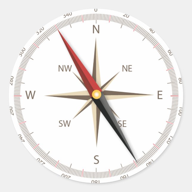 Pegatina Redonda brújula clásica (Anverso)