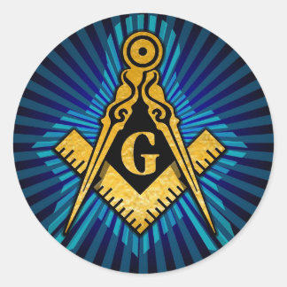 Pegatina Redonda brújula masónica y cuadrado