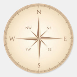 Pegatina Redonda Brújula vintage