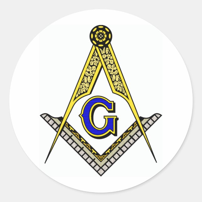 Pegatina Redonda brújula y cuadrado (Anverso)