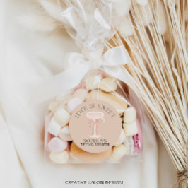 Pegatina Redonda Brunch and Bubbly Champagne Bridal Shower Favorita