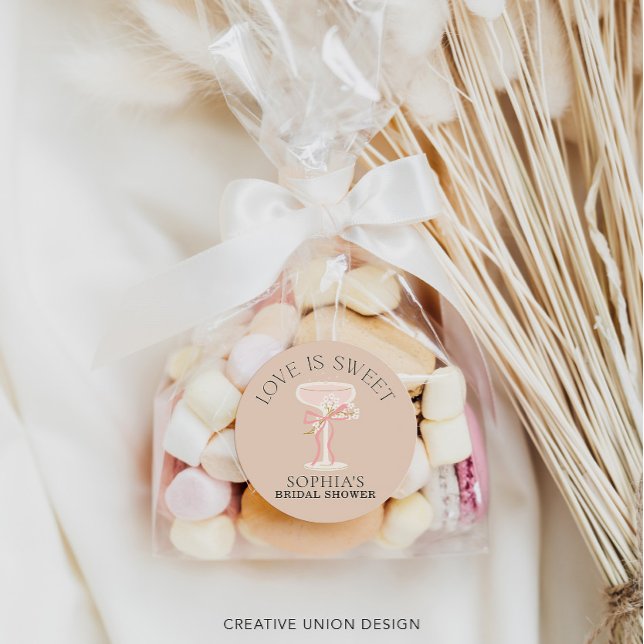 Pegatina Redonda Brunch and Bubbly Champagne Bridal Shower Favorita (Subido por el creador)