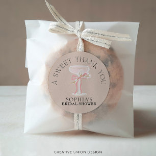 Pegatina Redonda Brunch and Bubbly Champagne Bridal Shower Favorita