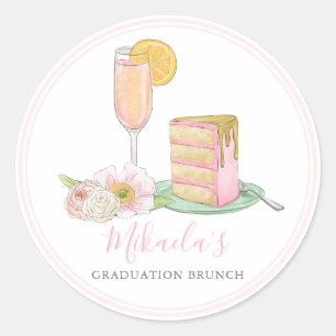 Pegatina Redonda Brunch & Bubbly   Graduación de champagne y Drip