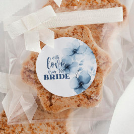 Pegatina Redonda Brunch nupcial Algo amor azul de la novia