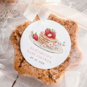 Pegatina Redonda Brunch rosa de fresa para bebé