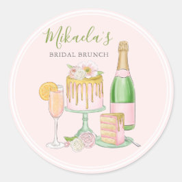 Pegatina Redonda Brunch y Bubbly | Champagne y Drin Cake II