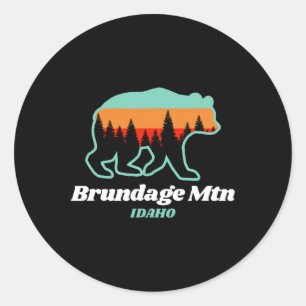 Pegatina Redonda Brundage Mountain Idaho Skowboard Bear