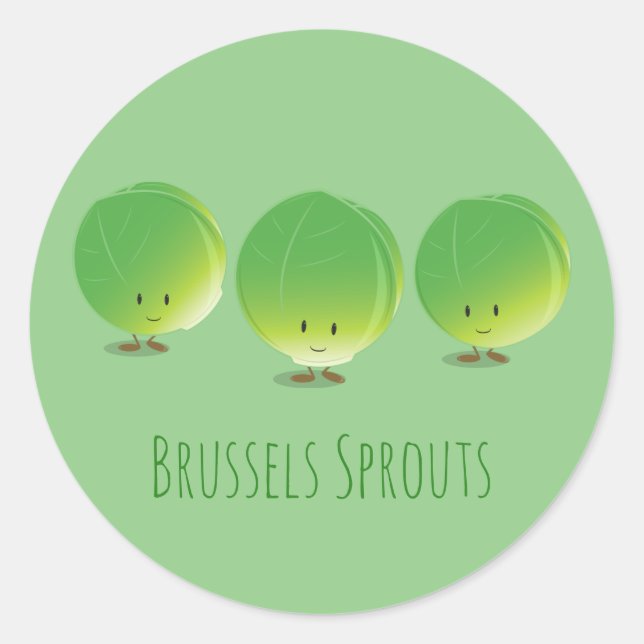 Pegatina Redonda Bruselas Sprouts Comida vegetal (Anverso)