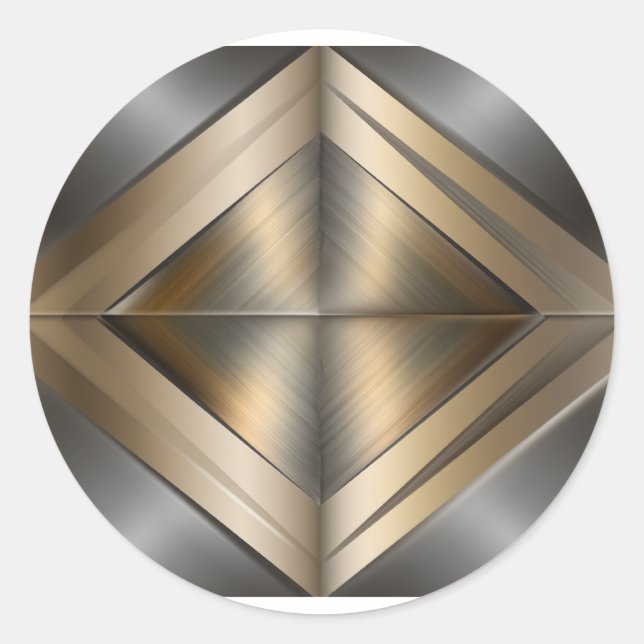 Pegatina Redonda Brushed Metallic Geometric Diamond Pattern (Anverso)
