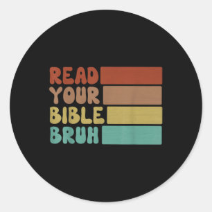 Pegatina Redonda Bruto leer tu Biblia Retro Iglesia Cristiana Campa