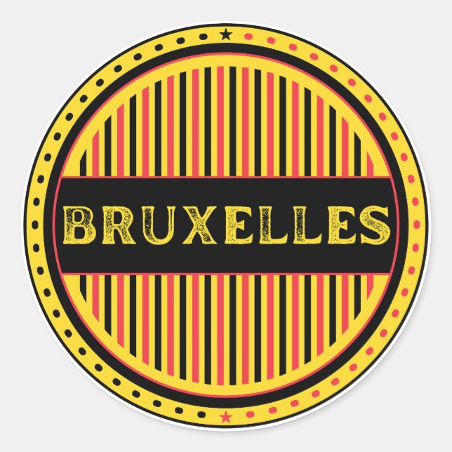 Pegatina Redonda Bruxelles City Pride Emblem – Belgian Identity (Anverso)