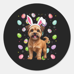 Pegatina Redonda Bruxelles Griffon Perro Feliz Semana Santa Caza de