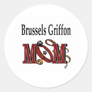 Pegatina Redonda Bruxon Griffon Dog MOM