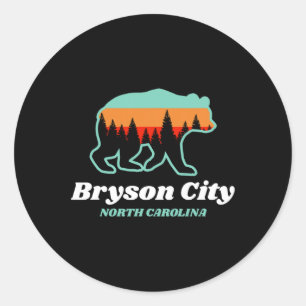 Pegatina Redonda Bryson City Carolina del Norte Montañas del Oso Pa