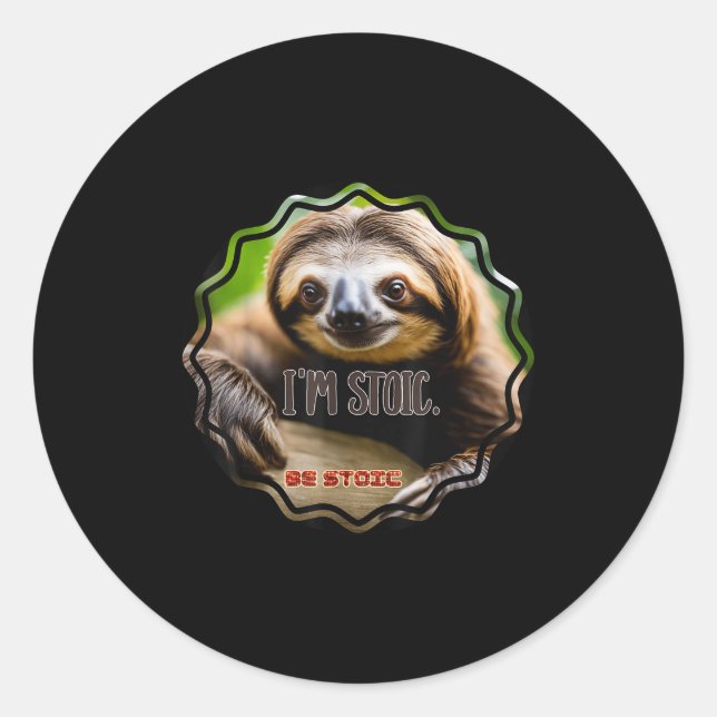 Pegatina Redonda Bs Im Stoic Sloth (Anverso)