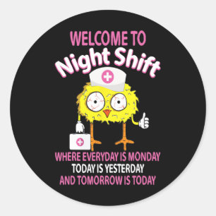 Pegatina Redonda Bsn Lpn Cna Funny Enfermería Chick Bienvenidos A N
