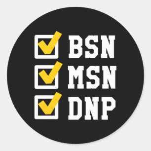 Pegatina Redonda Bsn Msn Dnp Graduación De La Lista De Control De D