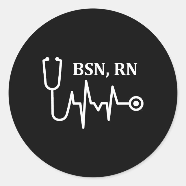 Pegatina Redonda Bsn Rn Enfermera Médica Registrada Stethoscope Heb (Anverso)