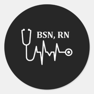 Pegatina Redonda Bsn Rn Enfermera Médica Registrada Stethoscope Heb
