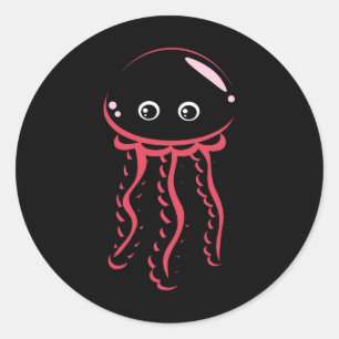 Pegatina Redonda Bt Jellyfish Sonriente Costume Cute Animal Hallowe