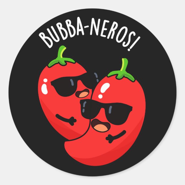Pegatina Redonda Bubba-neros Funny Habanero Pun Dark BG (Anverso)