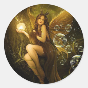 Pegatina Redonda Bubble Fantasy Fantasy Fairy