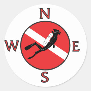 Pegatina Redonda Buceador