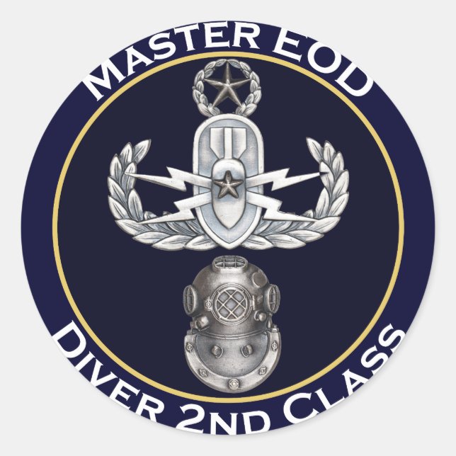 Pegatina Redonda Buceador de 2ª clase Master EOD (Anverso)
