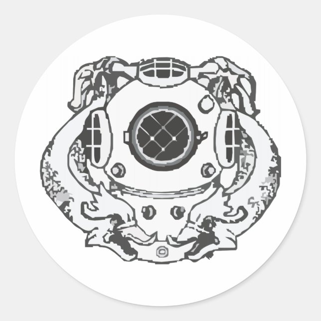 Pegatina Redonda Buceador naval de primera clase (Anverso)