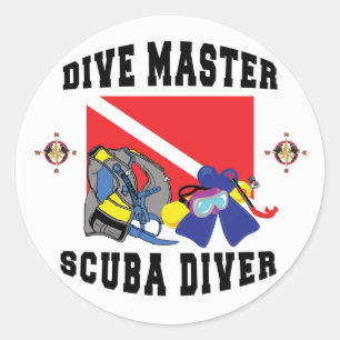 Pegatina Redonda Buceador SCUBA Master