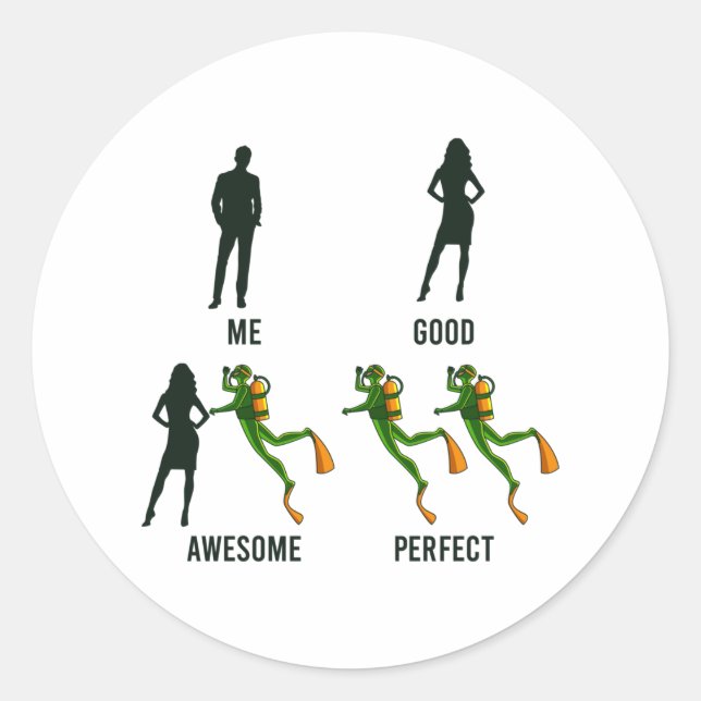 Pegatina Redonda Buceando Gracioso Scuba Diver Apparte Instructor d (Anverso)