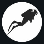 Pegatina Redonda buceo<br><div class="desc">buceo,  agua,  submarinismo,  insignia de buceo,  submarino,  océano,  bandera de submarinismo,  mar,  buceo</div>