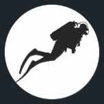 Pegatina Redonda buceo<br><div class="desc">buceo,  agua,  submarinismo,  insignia de buceo,  submarino,  océano,  bandera de submarinismo,  mar,  buceo</div>