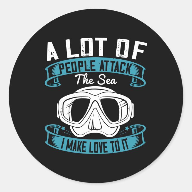 Pegatina Redonda Buceo - Amo El Mar (Anverso)