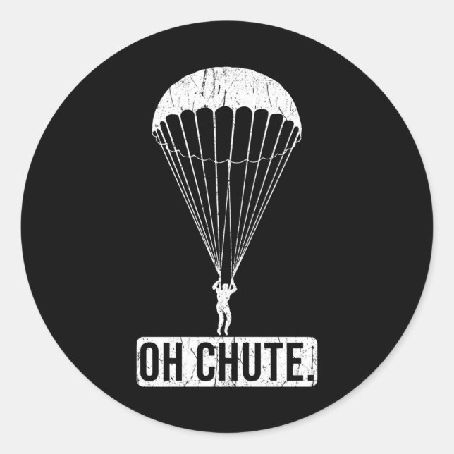 Pegatina Redonda Buceo en paracaídas Oh Chute (Anverso)
