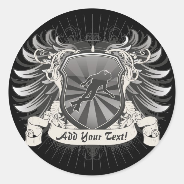 Pegatina Redonda Buceo Heraldry Scuba (Anverso)
