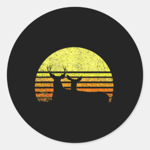 Pegatina Redonda Buck Mule Deer Hunting Dad Vintage Retro Sun Bow H