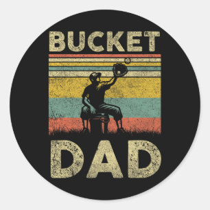 Pegatina Redonda Bucket Dad Softball Dad Baseball Funny Coach Fathe