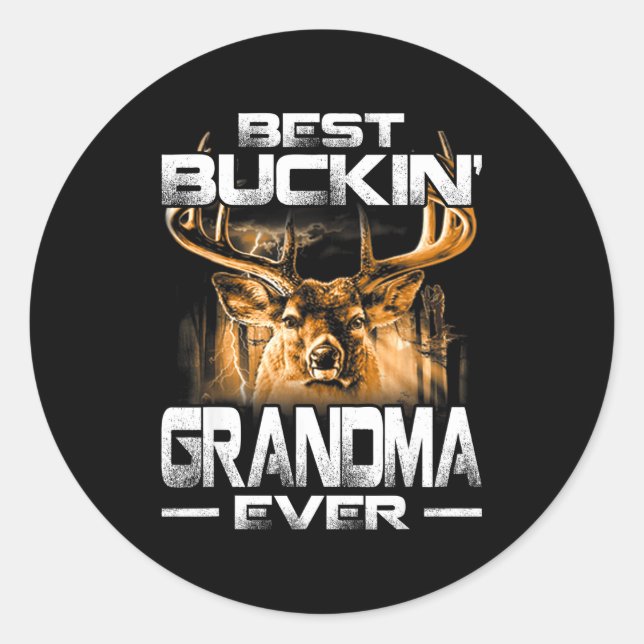 Pegatina Redonda Buckin' Grandma Ever Shirt Deer Hunting Bucking Fa (Anverso)