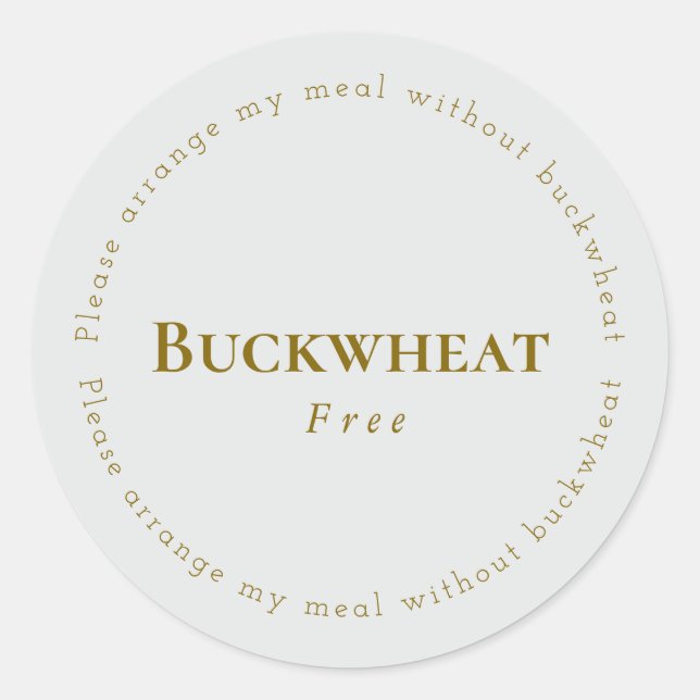 Pegatina Redonda Buckwheat-Free Request Sticker, Light-gray - Brown (Anverso)