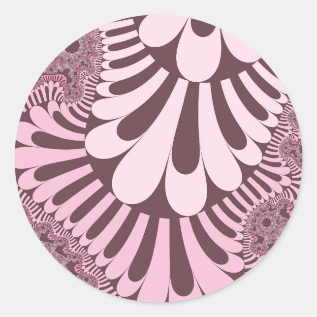 Pegatina Redonda Bucle rosa y Rosa (Anverso)