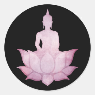 Pegatina Redonda Buda en Lotus Pink